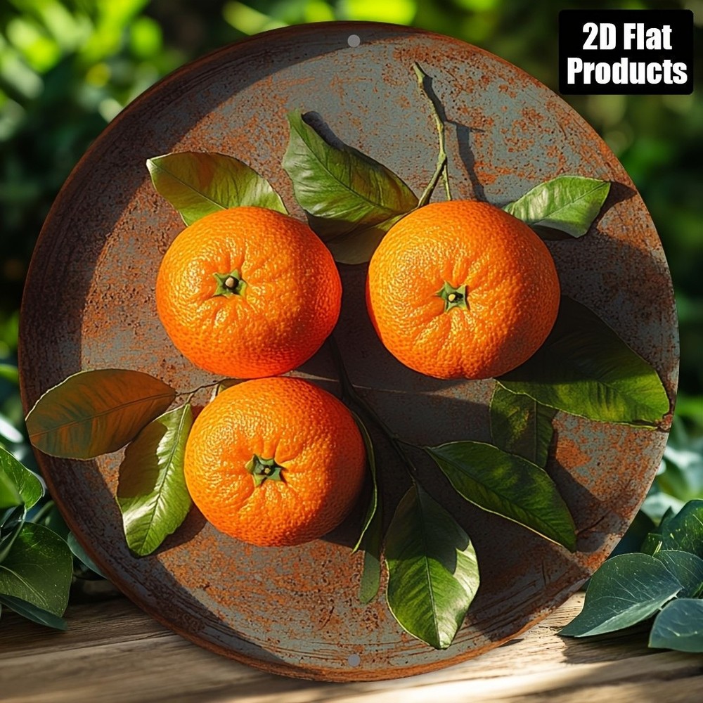 Orange Theme Round Aluminum Metal Sign 8 Inch
