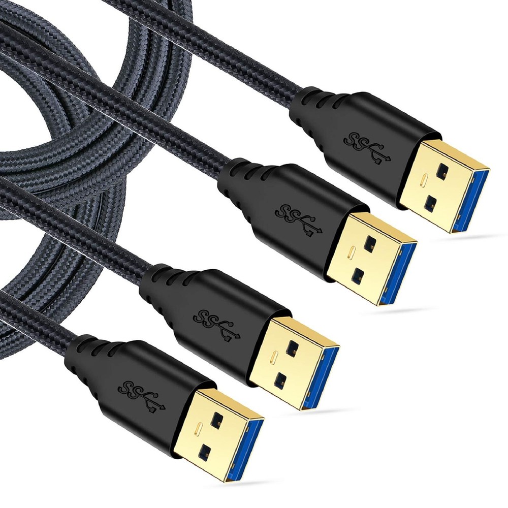 Besgoods USB 3.0 Cable Male to Male 2-Pack Braided 6ft USB to USB Cable Type ...