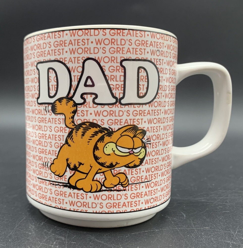 Vintage Garfield Worlds Greatest DAD Coffee Mug Cup Jim Davis 1978 Enesco E-7416