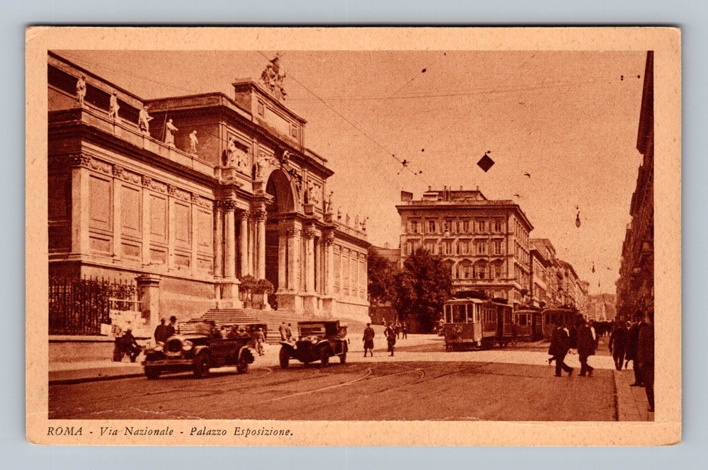 Italy- Rome National Street Exhibition Palace Postal Old Card Vintage Postcard