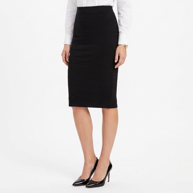 Naked Wardrobe Black Midi Pencil Skirt Plus Size 1X Bodycon Stretch