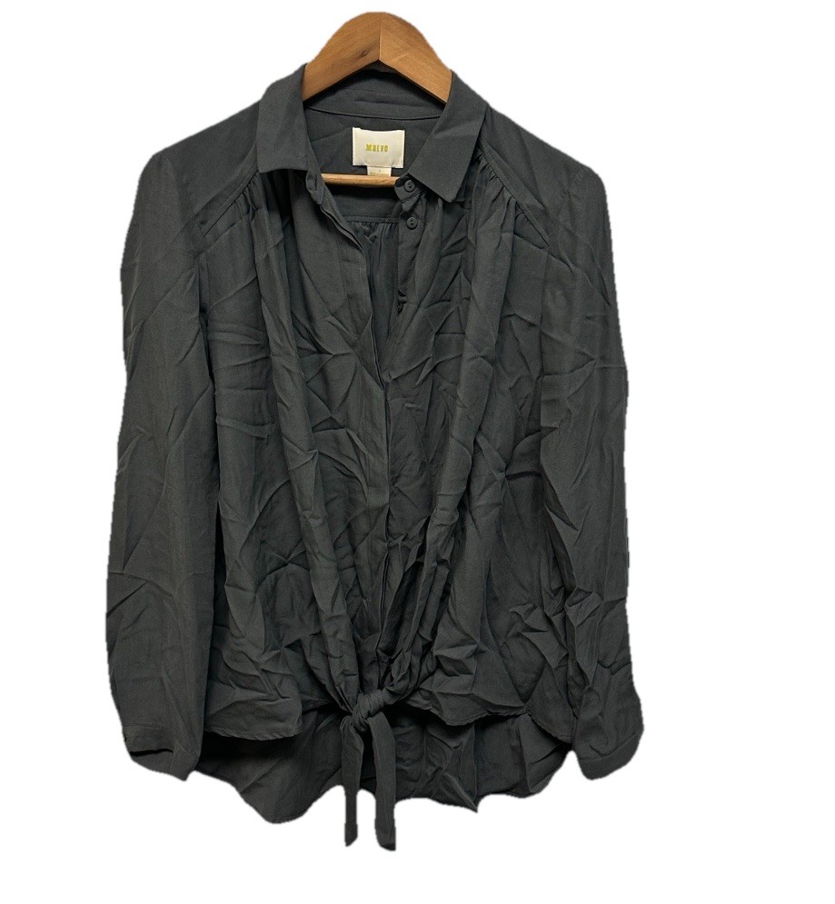 Maeve By Anthropology Womens Button Up Long Sleeve Tie Front Top Sz Small Office