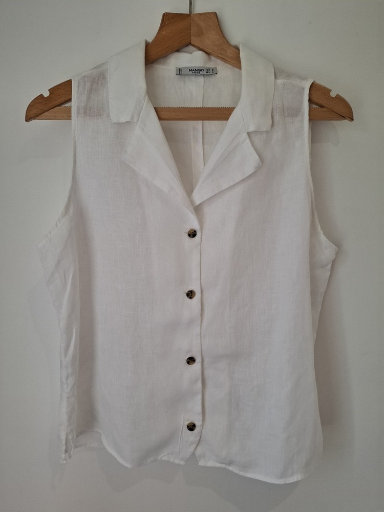 Women's Linen Vest Waistcoat Size Medium White Mint Condition