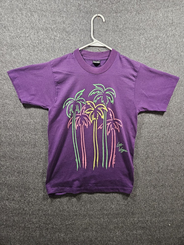 Vintage Las Vegas Purple 90s USA Made Single-Stitch Purple T-Shirt Size Medium