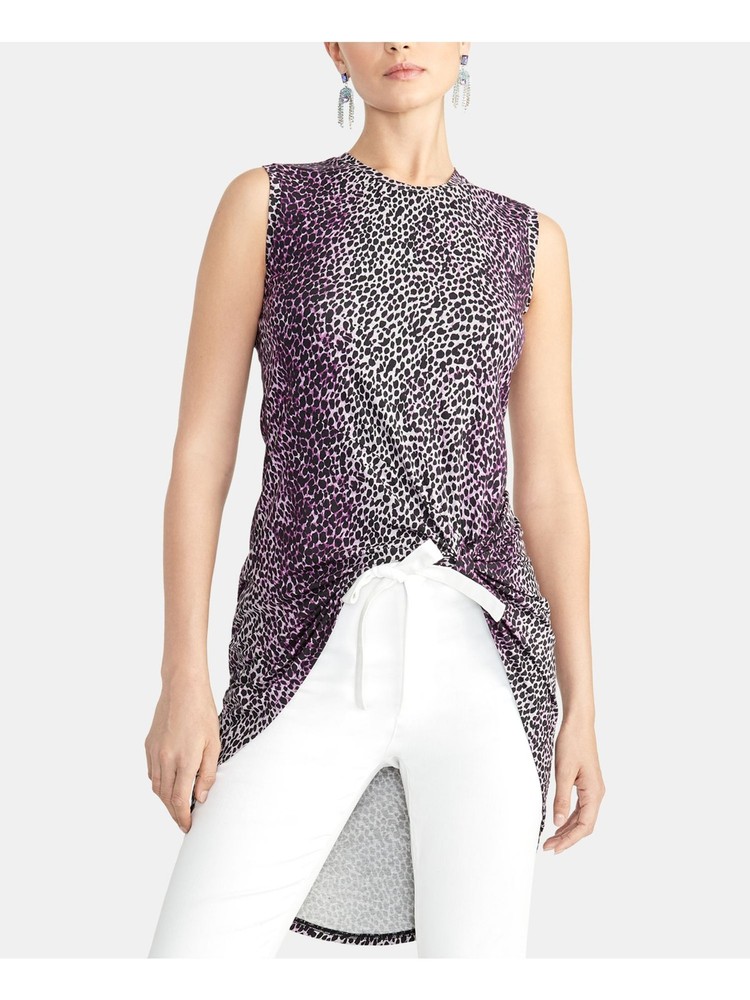 Rachel Roy Womens Pink Printed Sleeveless JEWEL Neck Top Size S