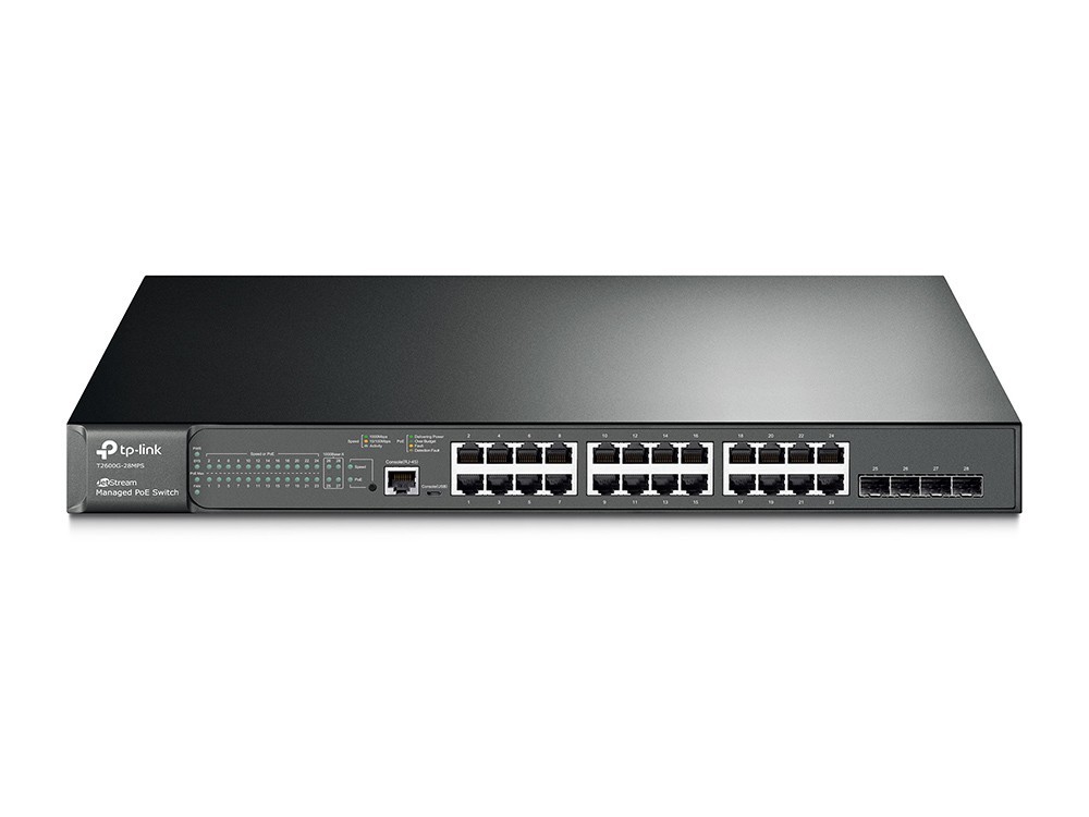 TP-Link T2600G-28MPS 24-Port Gigabit PoE+ Smart Switch – Managed – 384W PoE