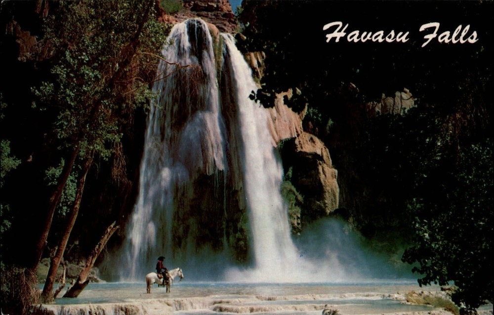 Havasu Falls Grand Canyon Arizona Supai Indian village ~ vintage postcard