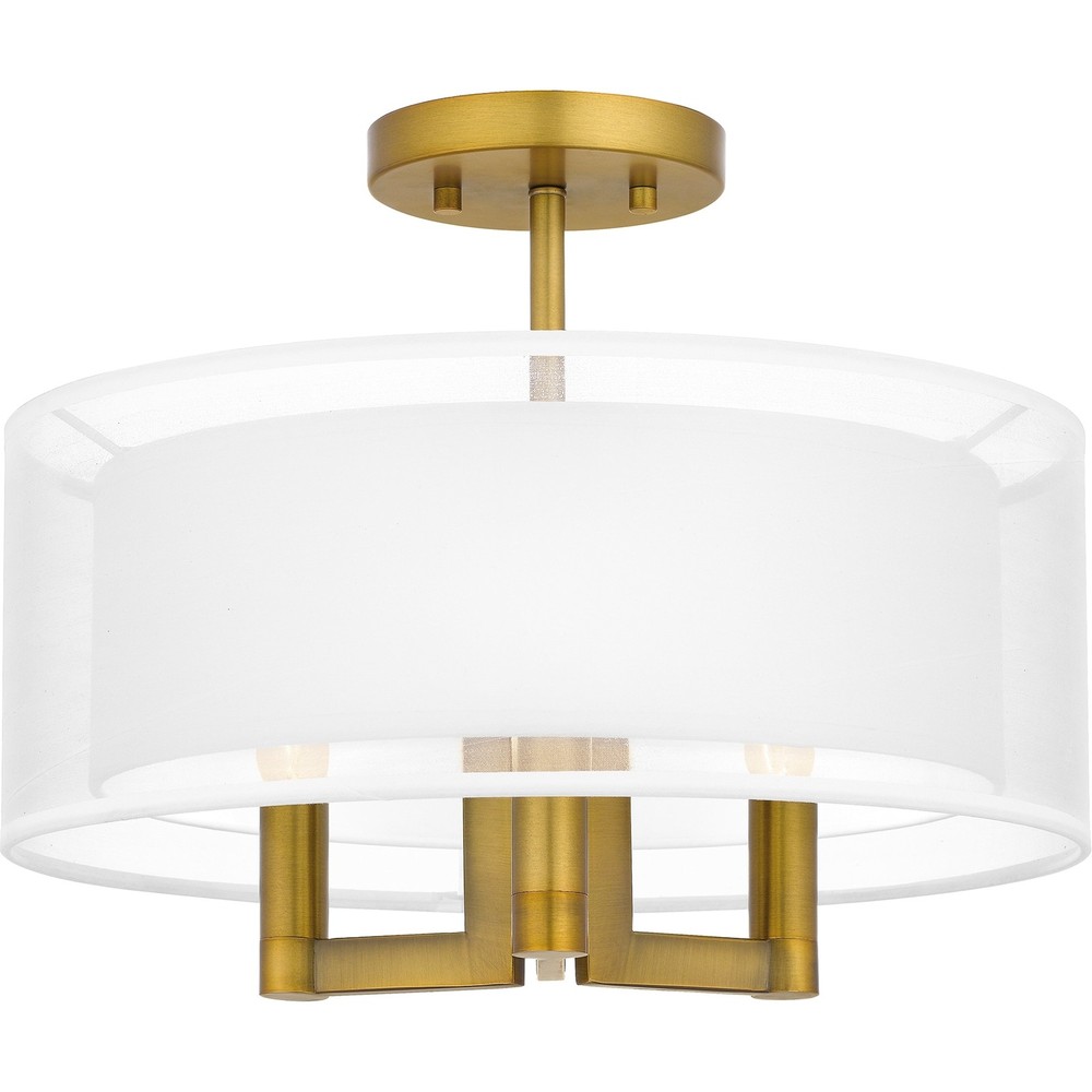 Bodnar 3-Light Semi-Flush Mount in Aged Brass Finish
