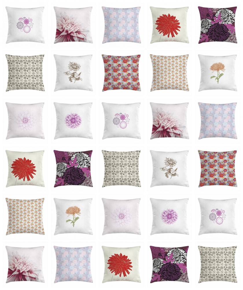 Ambesonne Dahlia Throw Pillow Covers in 8 Sizes for Home Decor Accents