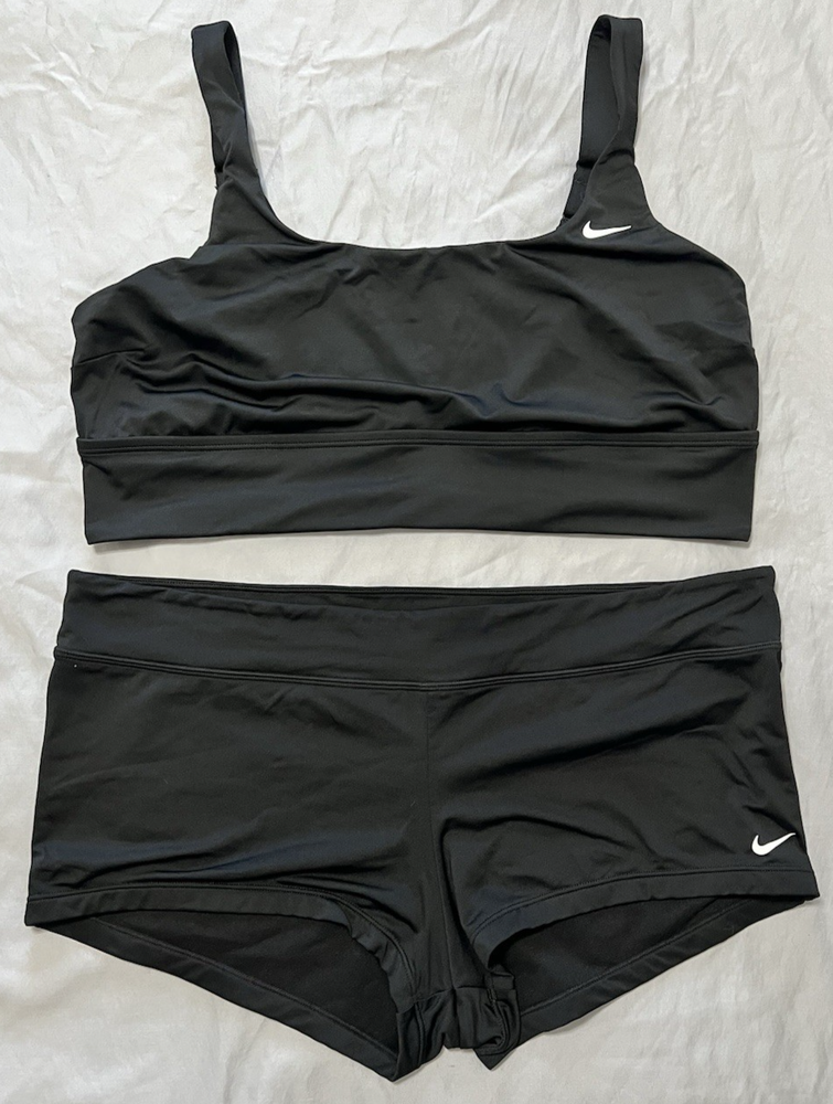 EUC Nike Essential Scoop Neck Midkini & Kick Shorts 2X Plus Sz. Women's Swim Set