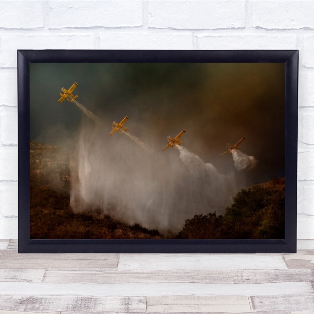 Flying Planes Yellow Smoke Trails Wall Art Print