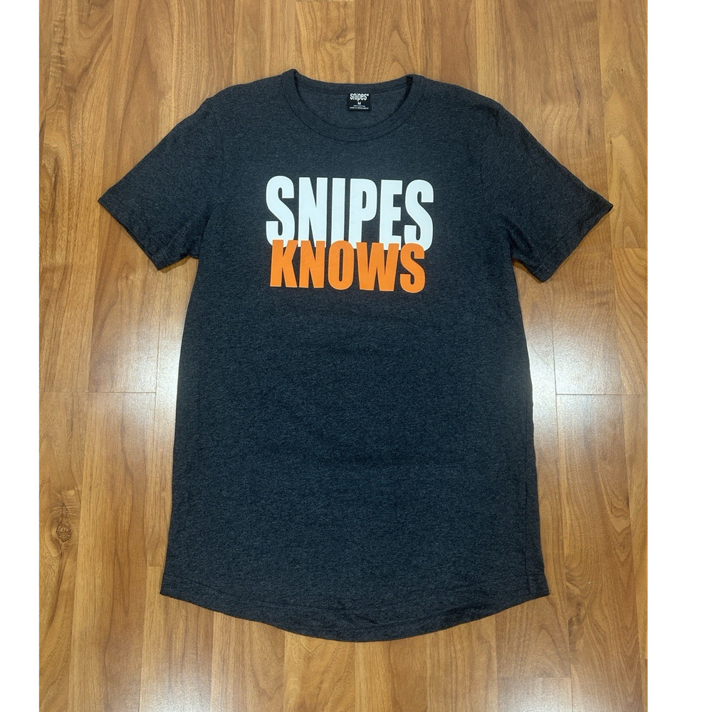 Snipes Men's Gray Cotton Knit Short Sleeve Crew Neck Graphic Logo T-Shirt M