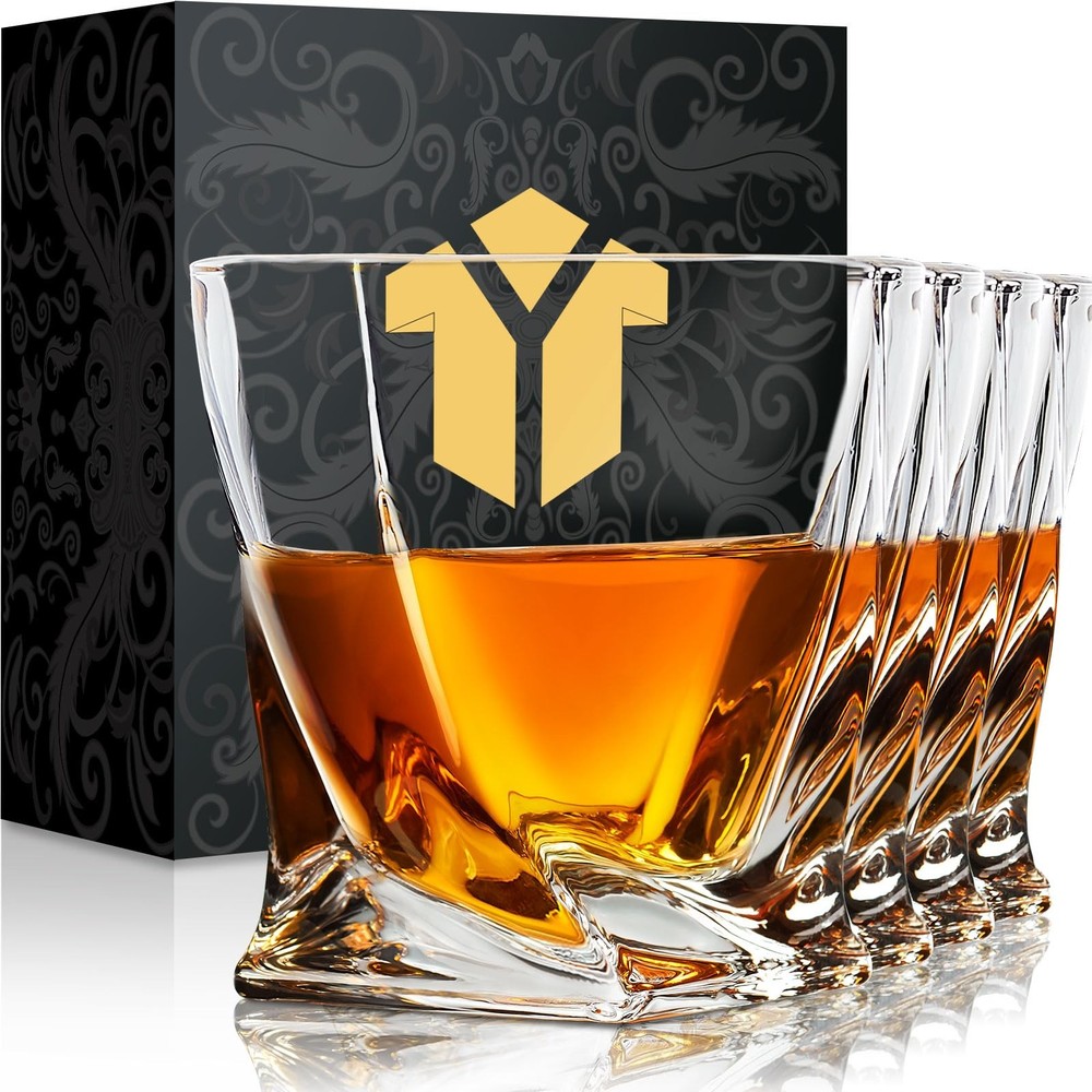 Old Fashioned Whiskey Glasses 10 OZ Rocks Glasses Set of 4, Gift Box - Barwar...