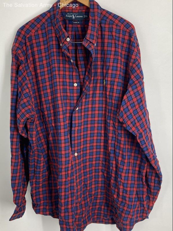 Ralph Lauren Mens Multicolor Cotton Plaid Classic Fit Button-Up Shirt Size XL