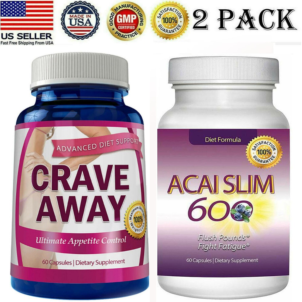 Crave Away Appetite Control & Acai Berry Slim Weight Loss Fat Burner Supplements-image