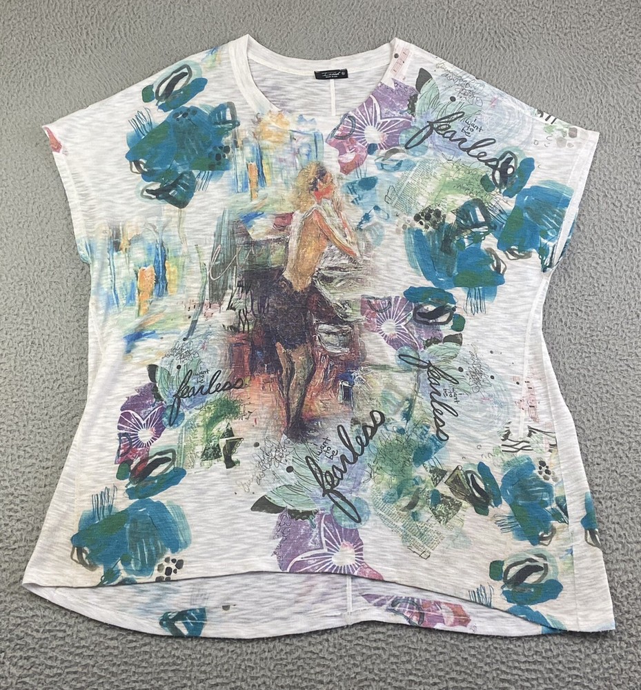 Inoah Tunic Top Abstract Coastal Pictorial Art-to-Wear Graffiti Fearless Lady XL-image