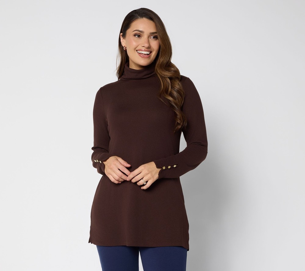 Denim & Co. Women's Top Sz XL Essentials Heavenly Jersey Tunic Brown A673725