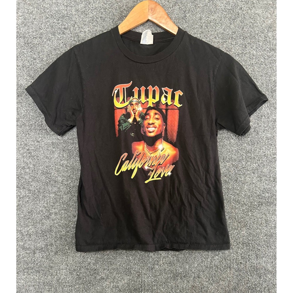 Tupac California Love Graphic T Shirt Black Youth M Port & Company