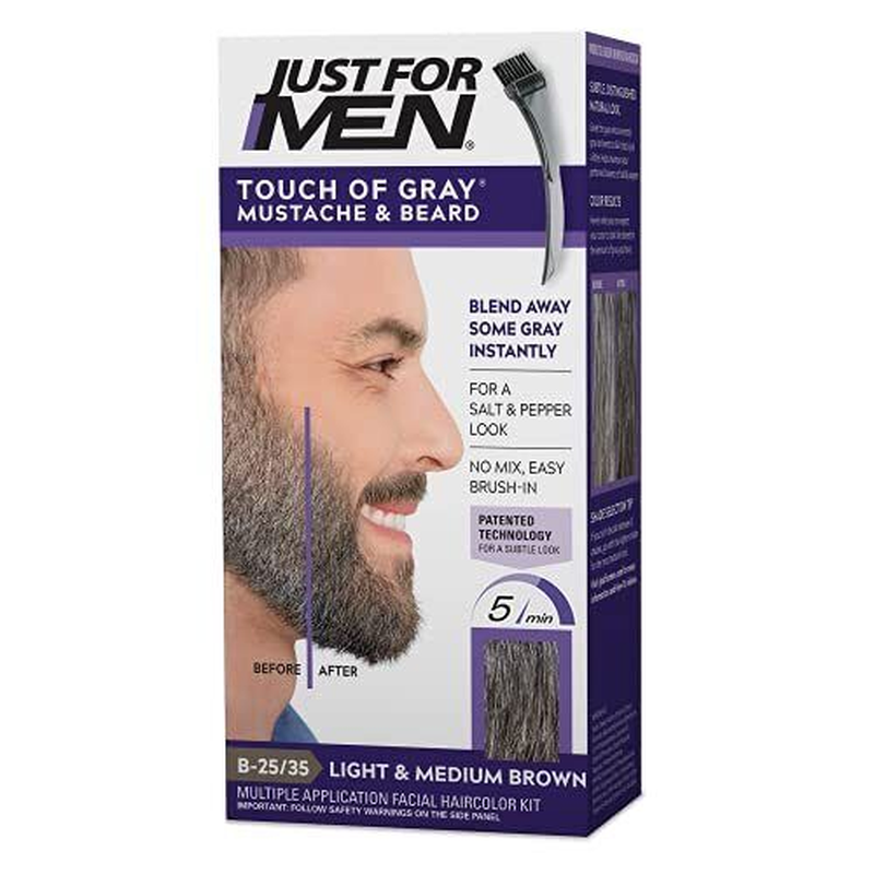 Touch of Gray Mustache & Beard Coloring with Brush for Gray Hair