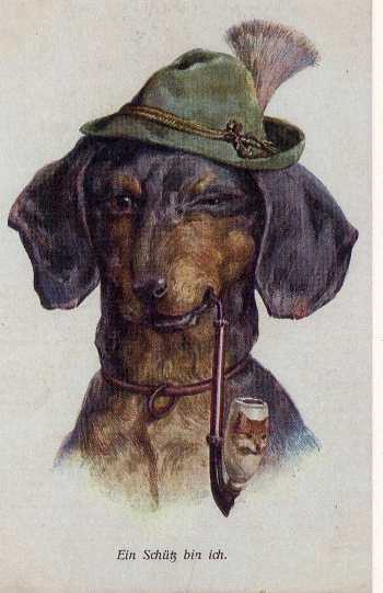 Dachshund Boy w/Pipe - CUSTOM MATTED - Dog Art Print - German