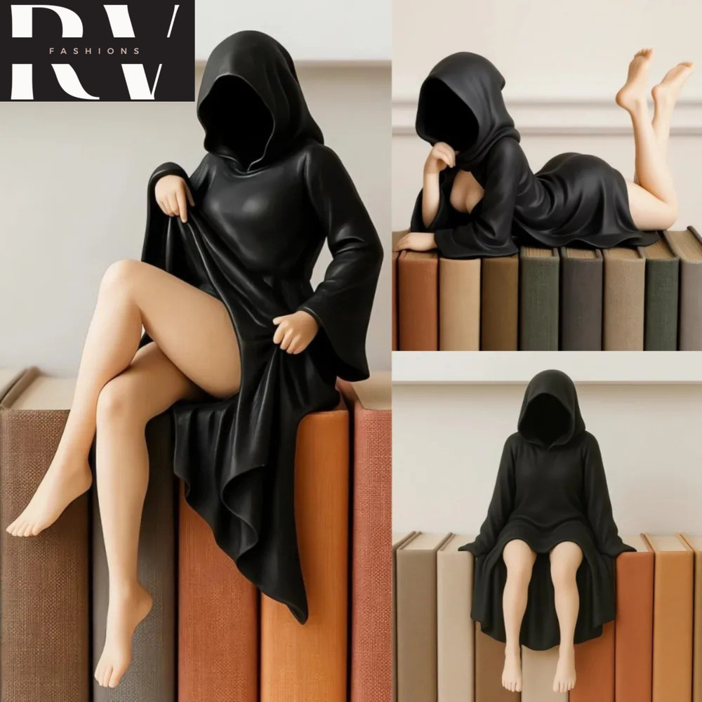 Halloween Gothic Black Robe Queen Statue Spooky Figurine Desk Shelf Decor