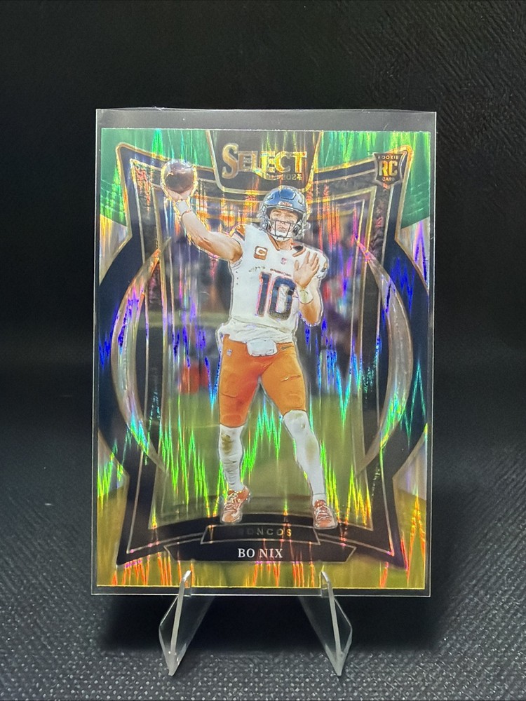 2024 Panini Select - Concourse Bo Nix #30 Green & Yellow Shock Prizm (RC)