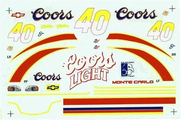 1997 Robby Gordon Coors Light NASCAR Ace #40 Decal Sticker-image