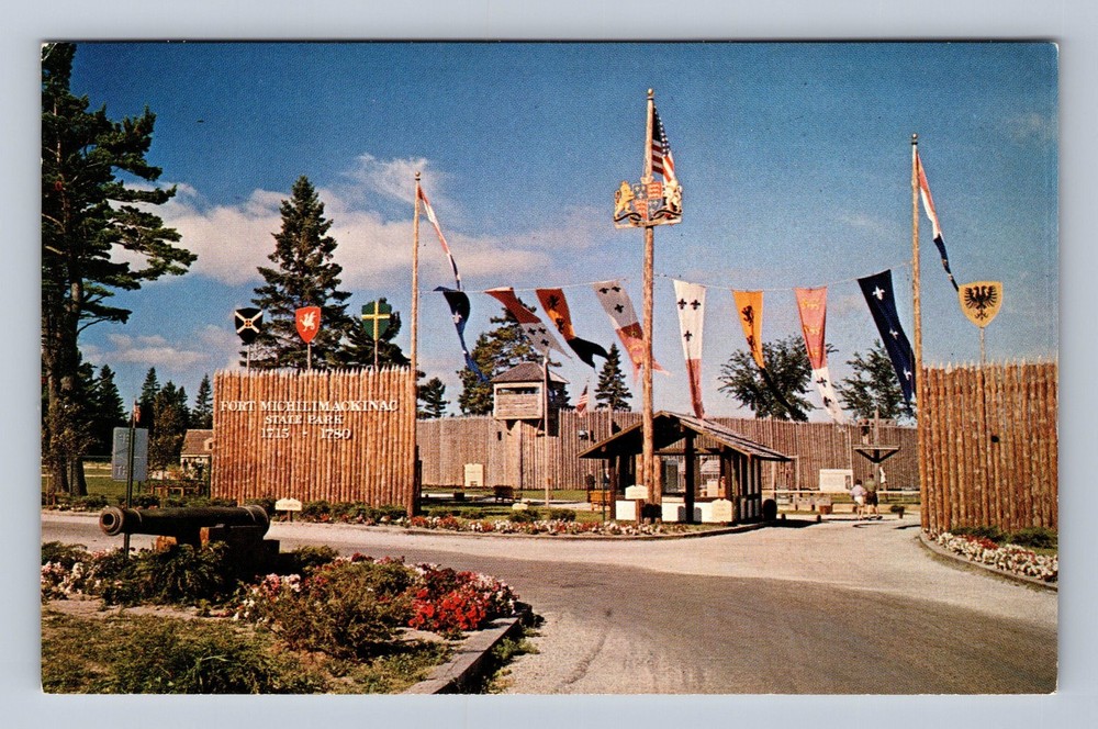 Mackinaw City MI-Michigan Historic Fort Michilimackinac Vintage Postcard