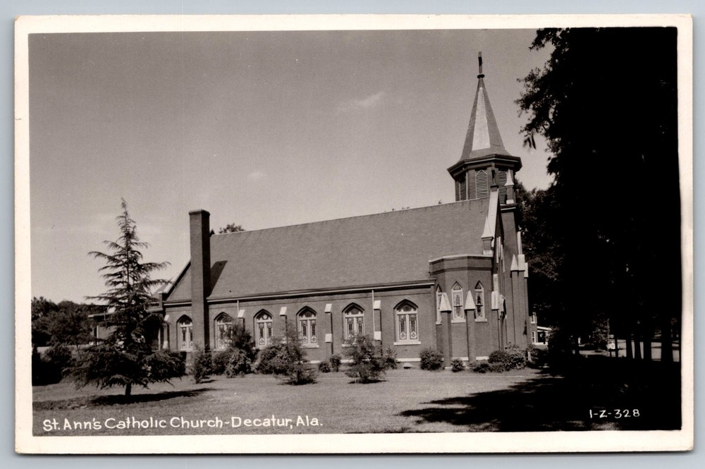 Postcard RPPC AL Decatur Alabama St. Ann's Catholic Church