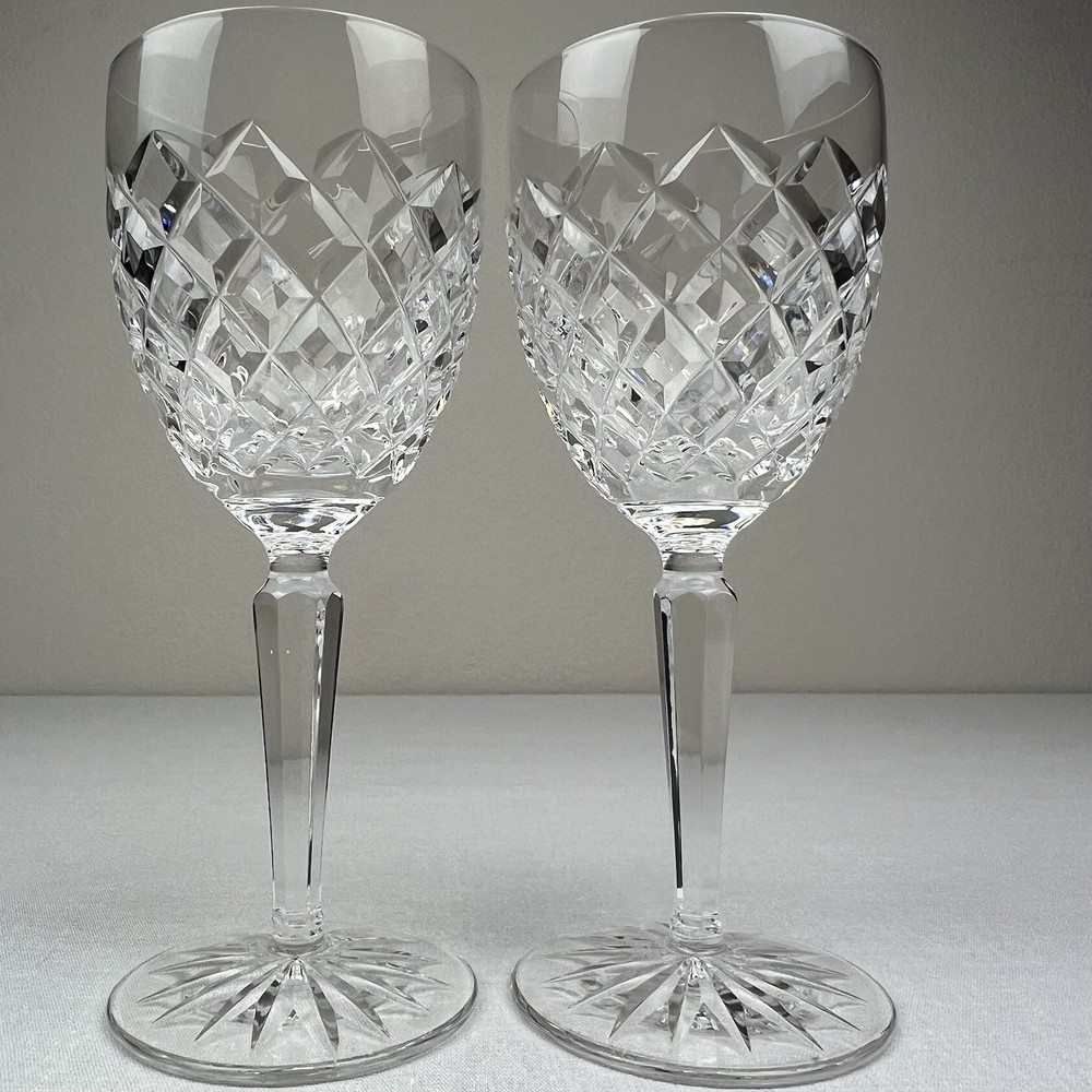 Set of 2 WATERFORD COMERAGH Crystal Claret Wine Goblets Glasses 6 7/16” IRELAND