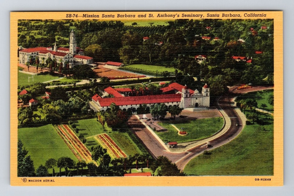 Santa Barbara CA-California, Mission and St Anthony's Seminary, Vintage Postcard