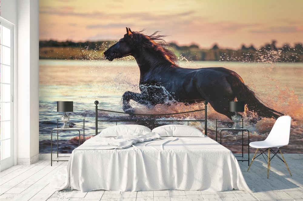 3D Horse River Landscape Wall Murals Wallpaper Murals Wall Sticker