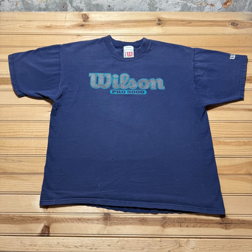 Vintage 90s Wilson PRO 5000 Embroidered Logo Graphic T-Shirt Men's - Size Large