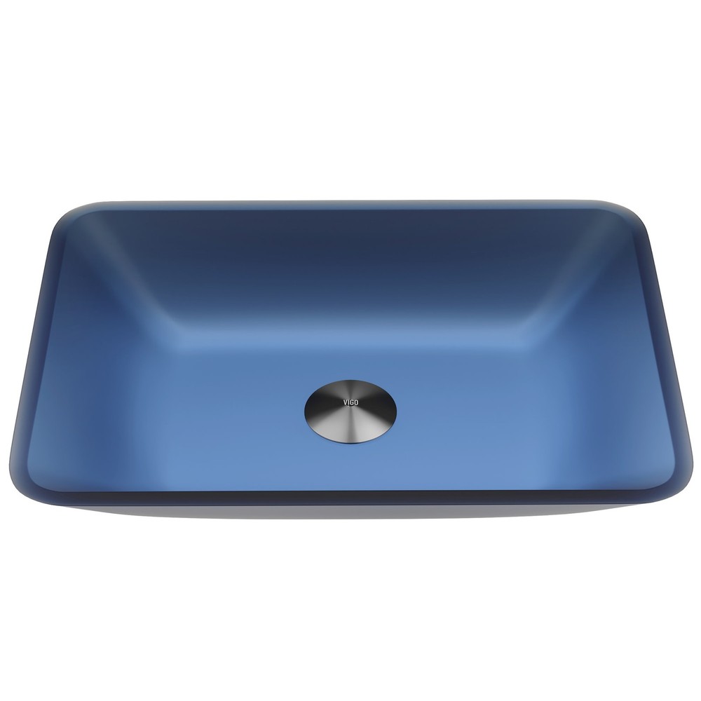 Vigo VG07092 Sottile 18x13x4 Inch Blue Rectangular Glass