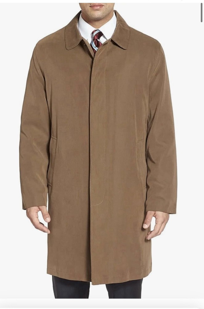 London Fog Men's Durham Zip-Out Rain Coat in British Khaki Size 40 Short