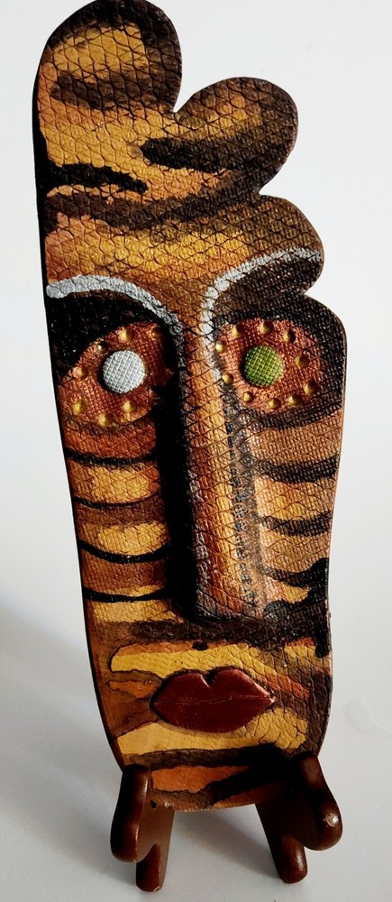 Abstract Clay Face Wall Art from Ecuador 10.5 Inches