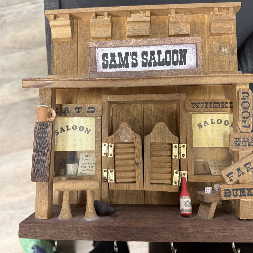 Vintage Sams Saloon Wall Hanger Hand Made Wood