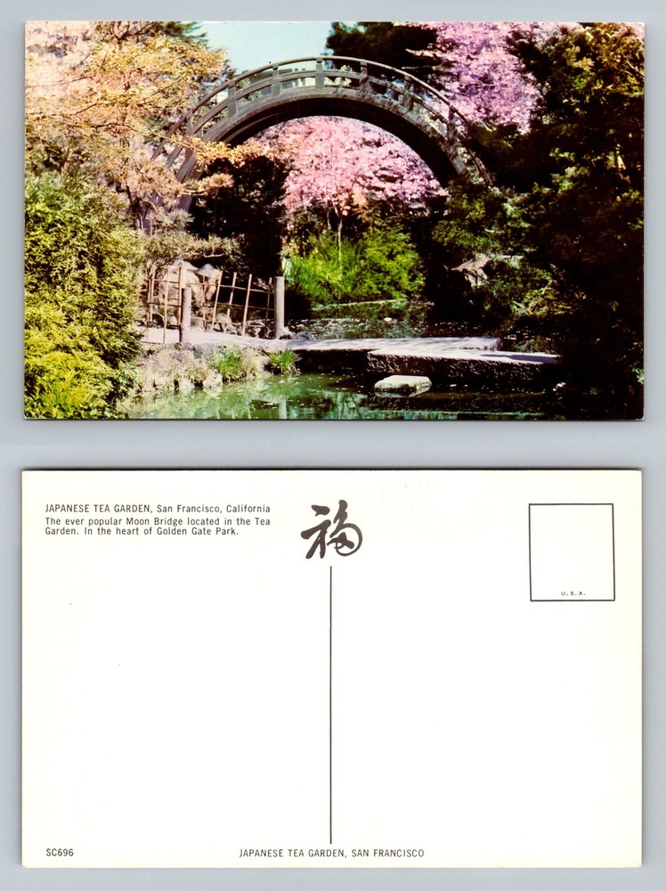 San Francisco, CA-California, Japanese Tea Garden Moon Bridge Vintage Postcard