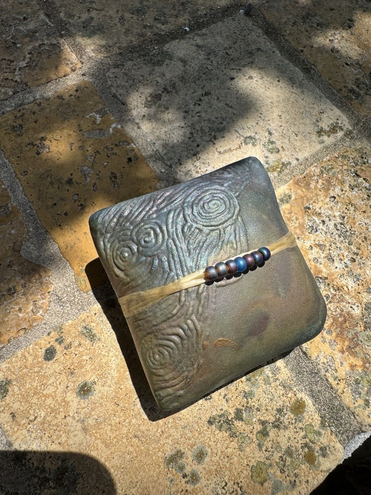 Square Japanese Raku Spirit  Rattle by J. Davis Ceremonial Rattle