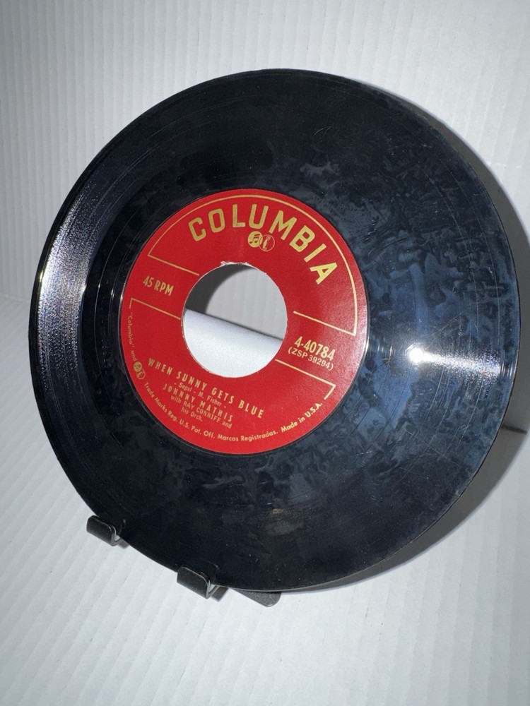 Vintage Johnny Mathis 45 RPM Columbia Wonderful Wonderful Pop Vinyl Record