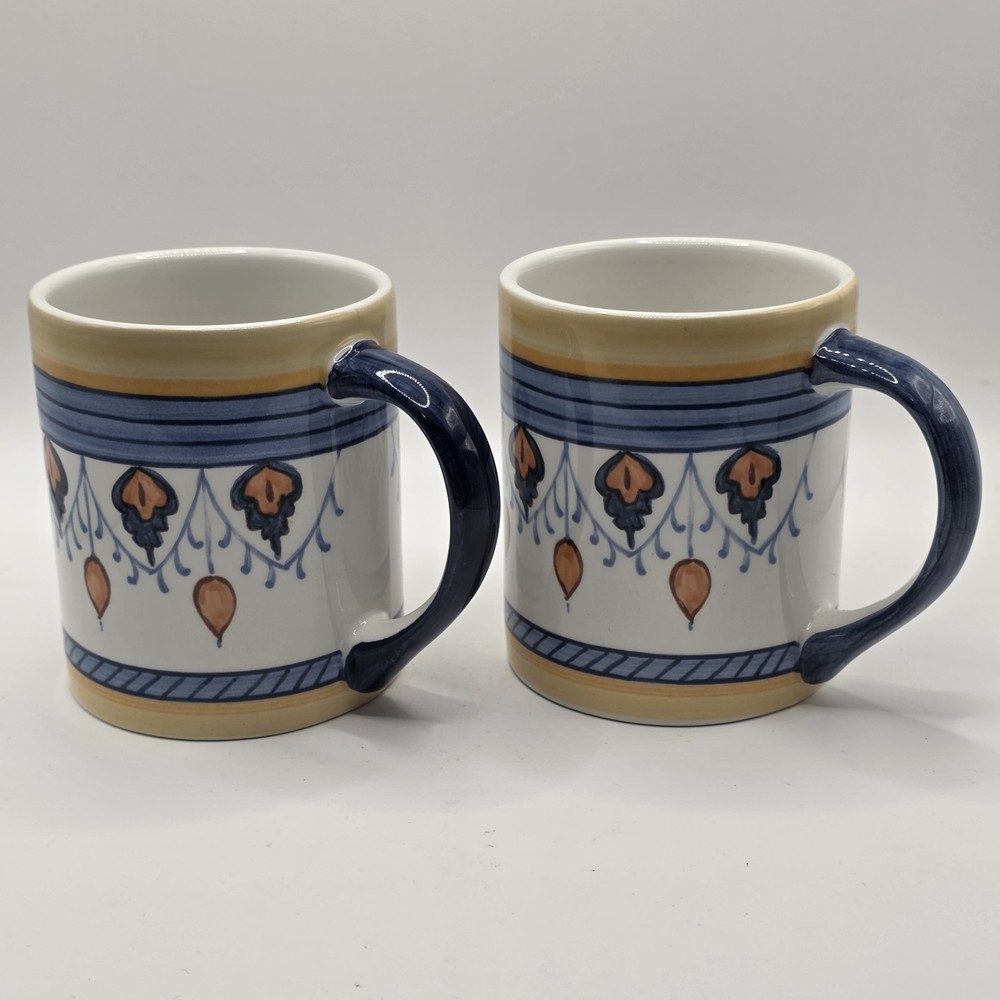 Hand Painted Ceramic Mugs Made In Portugal Set Of 2