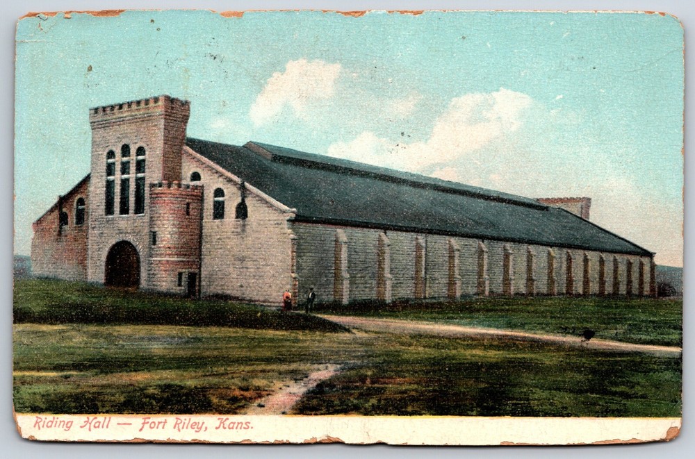 Postcard Riding Hall - Fort Riley, Kansas Posted 1909