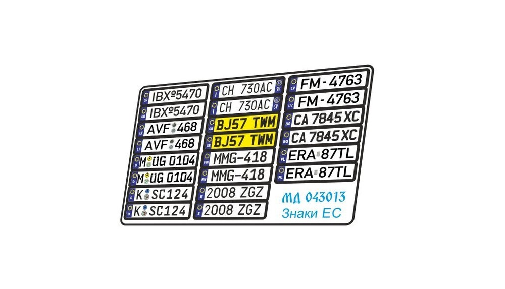 1/43 'EU License plates' Colored Photo-etched detail kit
