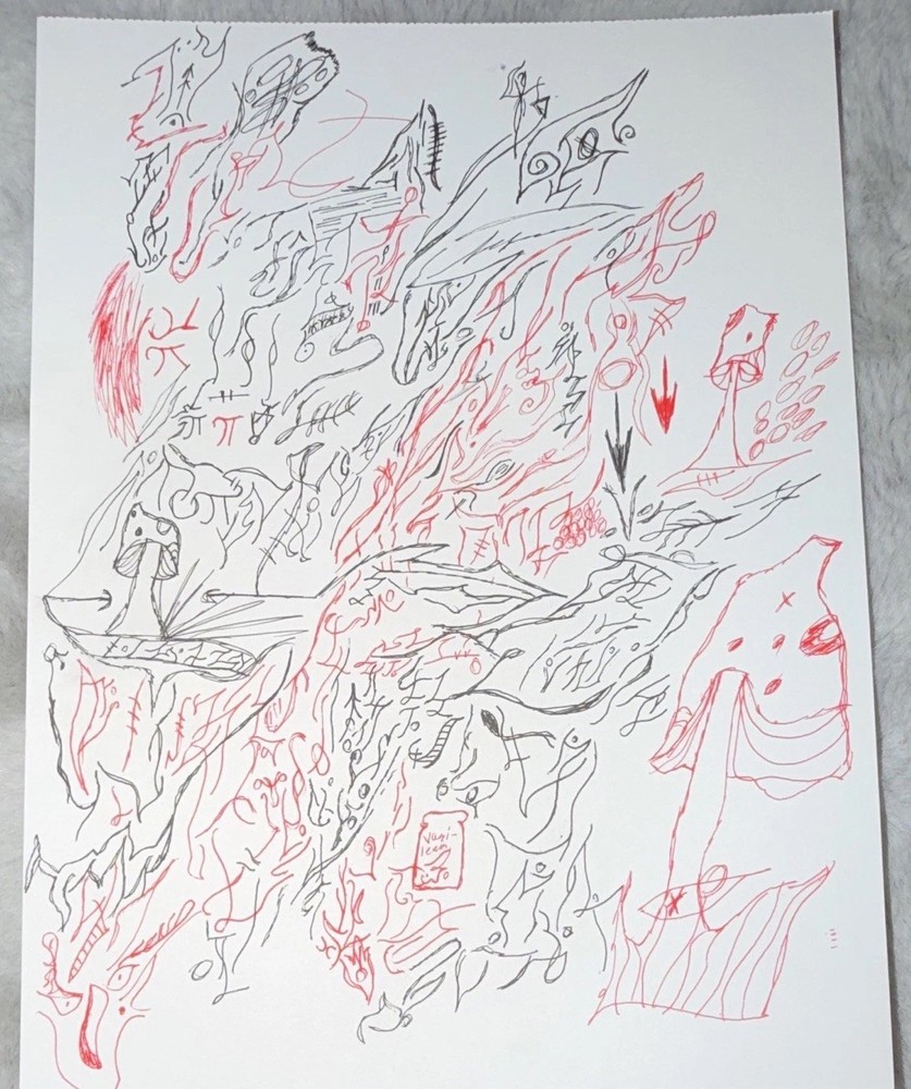 Original Small Abstract Pen & Ink Drawing on Paper - Unframed