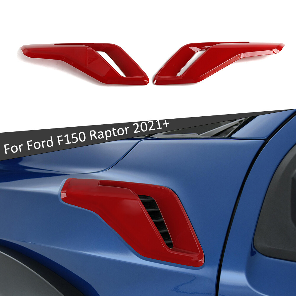 Red Front Fender Side Air Vent Cover Trim Bezels For Ford F150 2021+ Accessories
