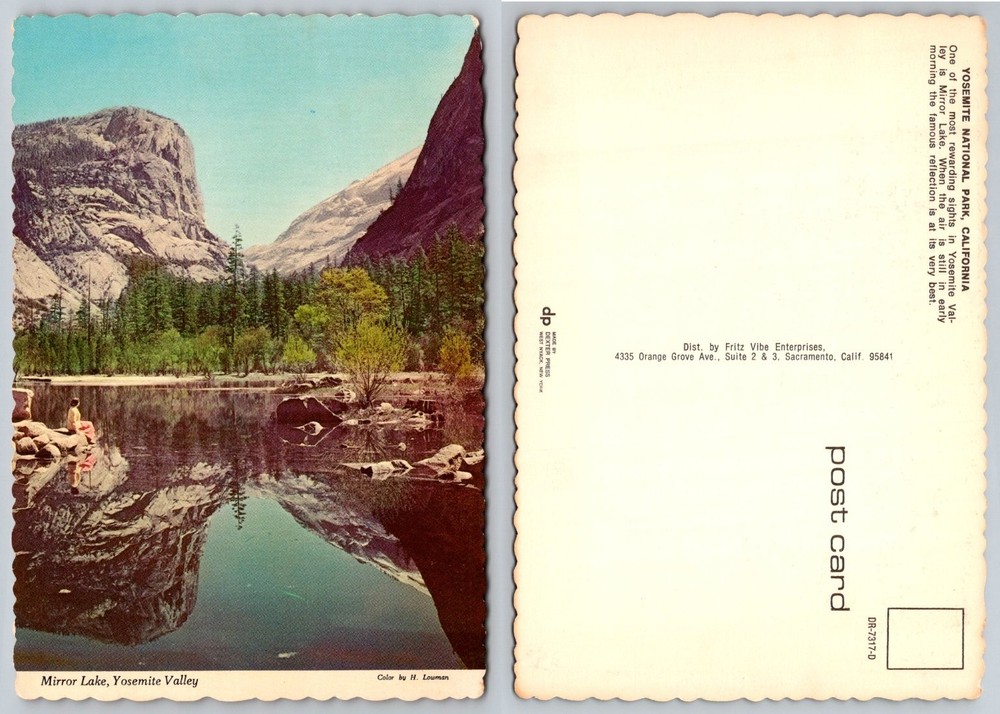 Vintage Mirror Lake Yosemite National Park CA Postcard Dexter Press Chrome