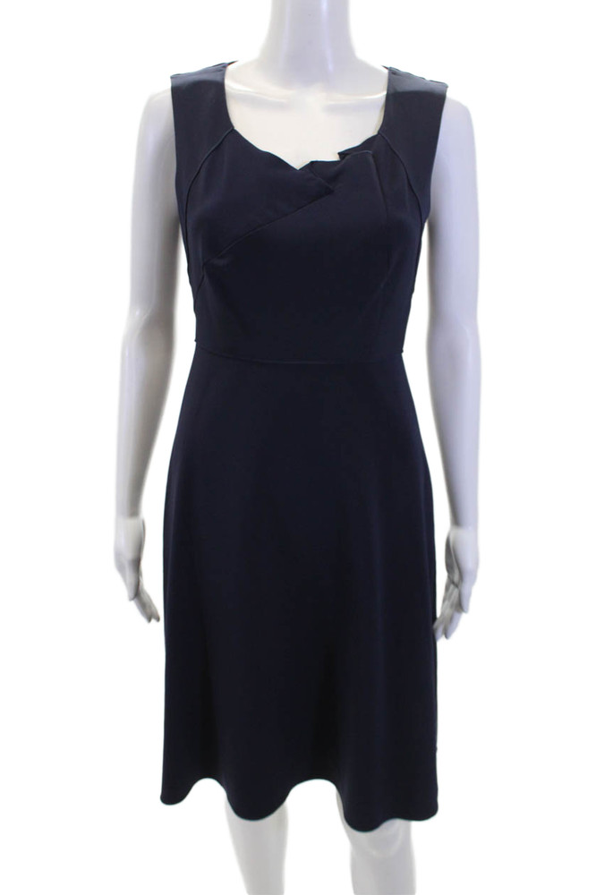 Elie Tahari Womens Scoop Neck Sleeveless Zip Back Shift Dress Navy Blue Size 2Free Shipping in US $100+ Orders | $6.95 Orders Below