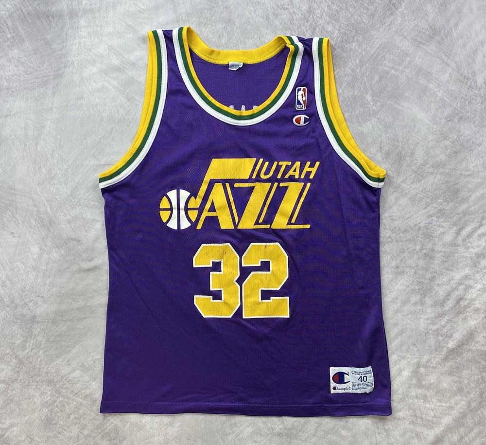 Vintage 90s Champion Utah Jazz Karl Malone #32 Jersey Size 40