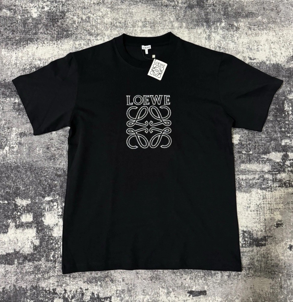 Loewe Black Cotton Jersey Graphic Logo Embroidered Crew Neck Men's T-Shirt M