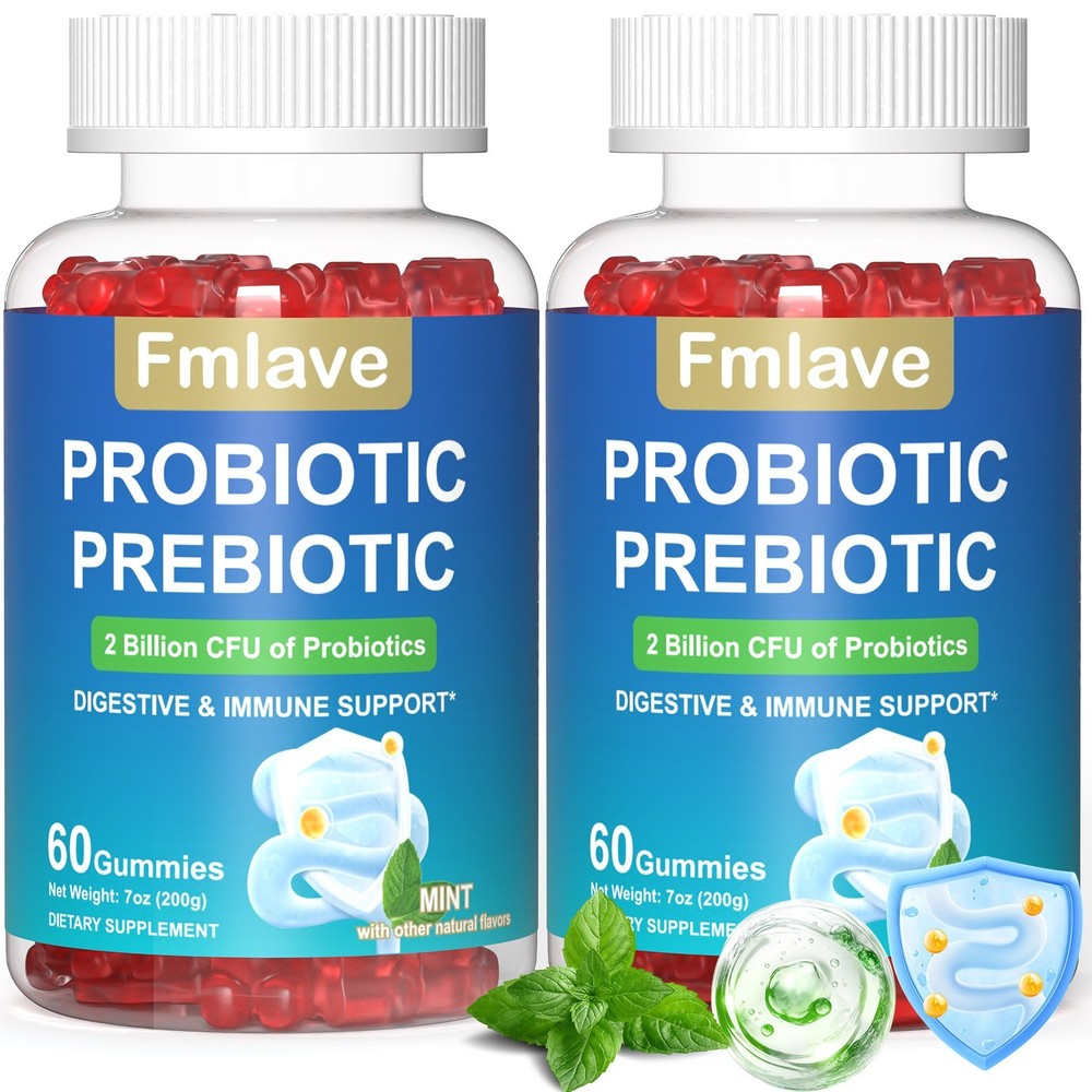 2x Probiotic Gummies for Women Men Teens, 2 Billion CFU, Immune Gut Health 120ct